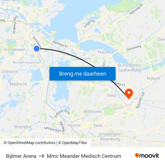 Bijlmer Arena to Mmc Meander Medisch Centrum map