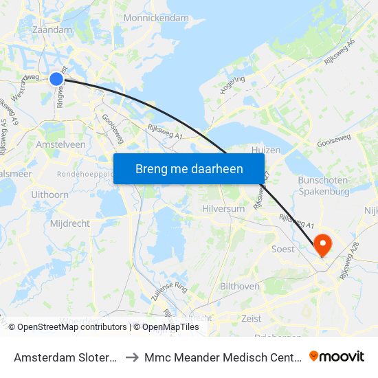 Amsterdam Sloterdijk to Mmc Meander Medisch Centrum map