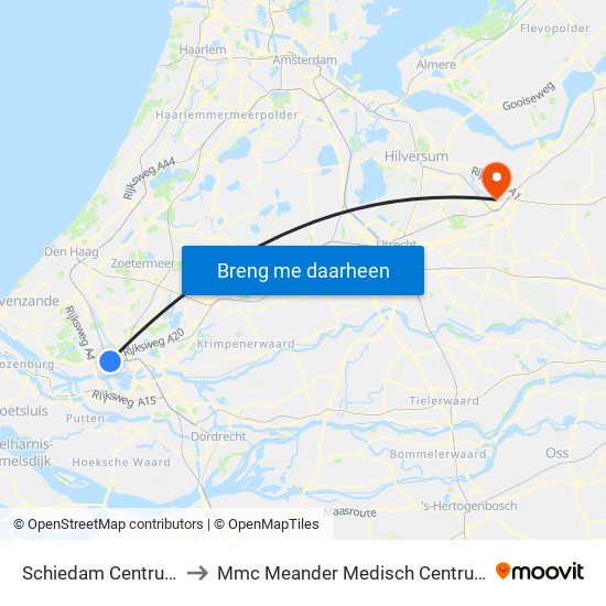 Schiedam Centrum to Mmc Meander Medisch Centrum map