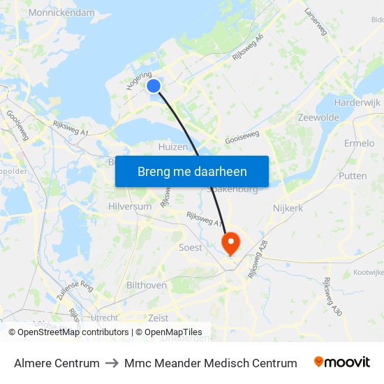 Almere Centrum to Mmc Meander Medisch Centrum map
