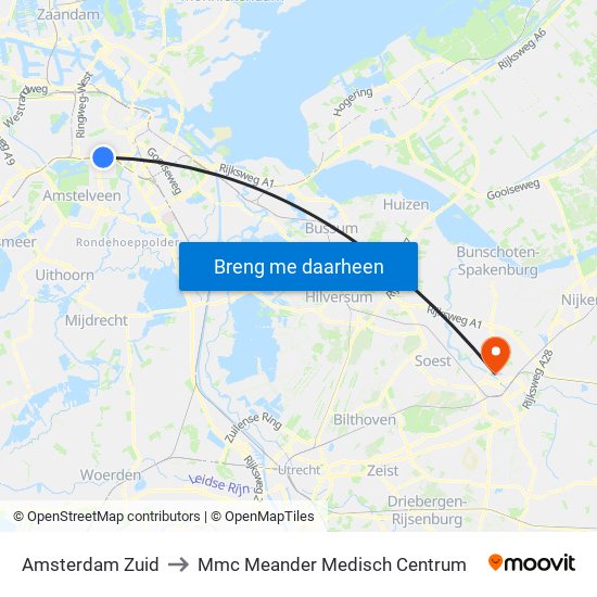 Amsterdam Zuid to Mmc Meander Medisch Centrum map