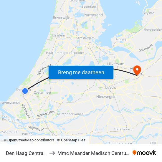 Den Haag Centraal to Mmc Meander Medisch Centrum map