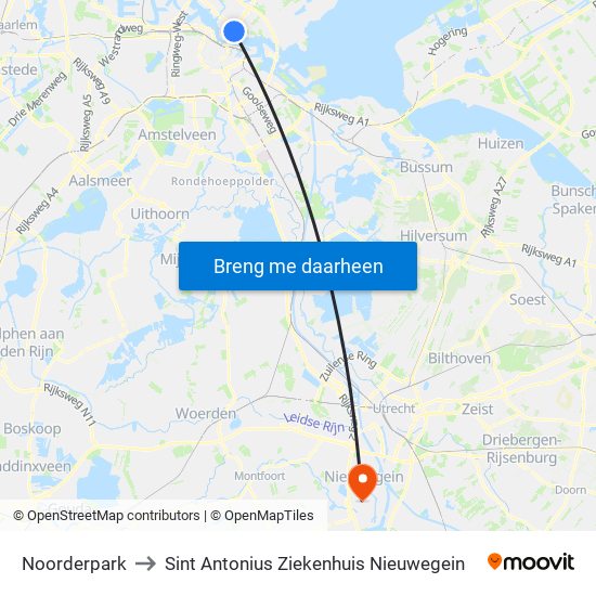 Noorderpark to Sint Antonius Ziekenhuis Nieuwegein map