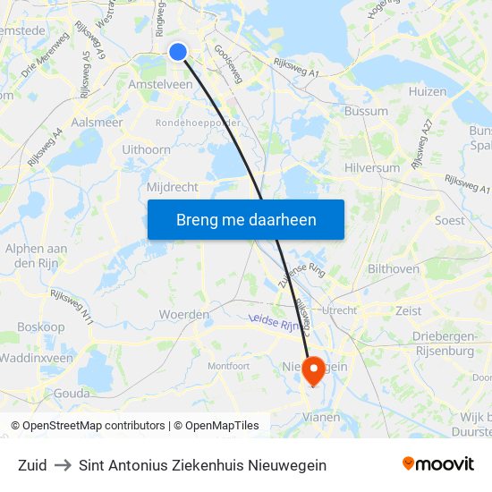 Zuid to Sint Antonius Ziekenhuis Nieuwegein map