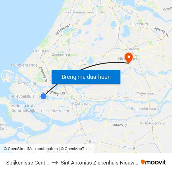 Spijkenisse Centrum to Sint Antonius Ziekenhuis Nieuwegein map
