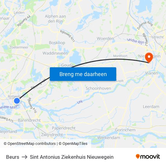 Beurs to Sint Antonius Ziekenhuis Nieuwegein map