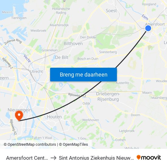 Amersfoort Centraal to Sint Antonius Ziekenhuis Nieuwegein map