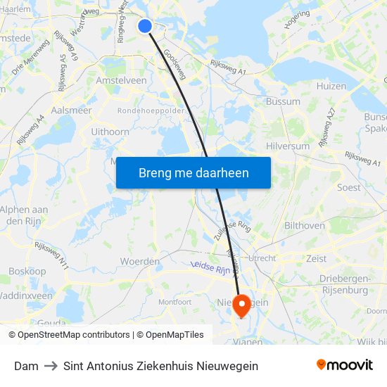 Dam to Sint Antonius Ziekenhuis Nieuwegein map