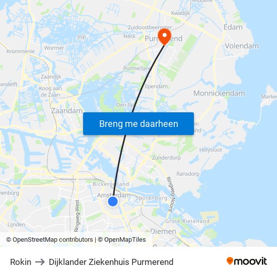 Rokin to Dijklander Ziekenhuis Purmerend map