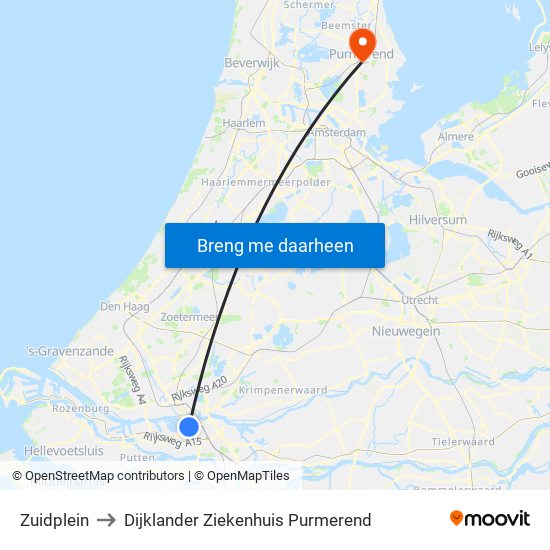 Zuidplein to Dijklander Ziekenhuis Purmerend map