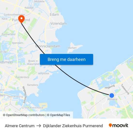Almere Centrum to Dijklander Ziekenhuis Purmerend map
