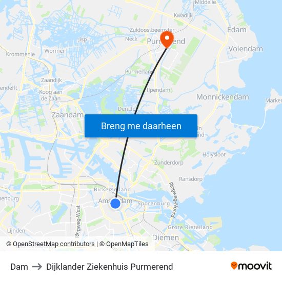 Dam to Dijklander Ziekenhuis Purmerend map