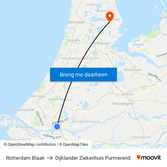 Rotterdam Blaak to Dijklander Ziekenhuis Purmerend map