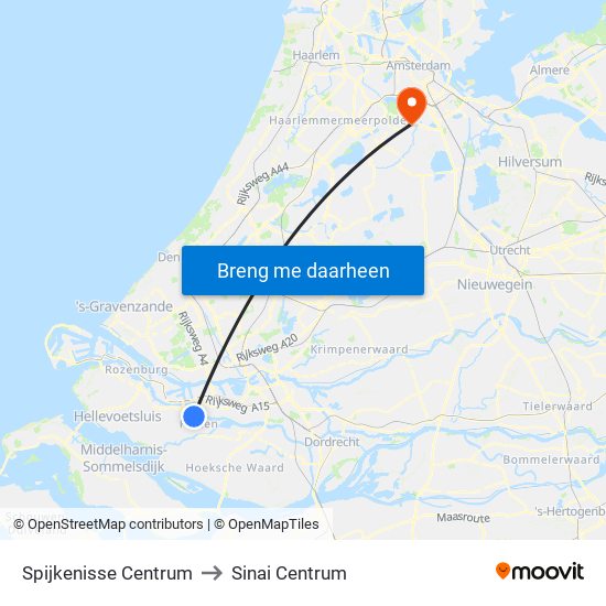 Spijkenisse Centrum to Sinai Centrum map