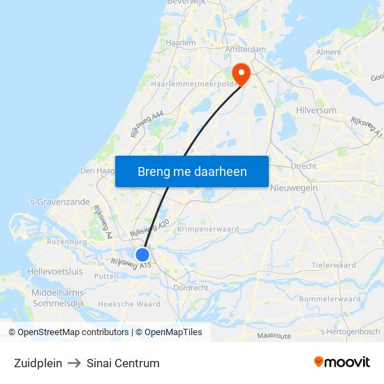 Zuidplein to Sinai Centrum map