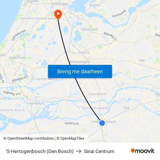 'S-Hertogenbosch (Den Bosch) to Sinai Centrum map