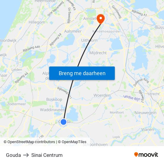 Gouda to Sinai Centrum map