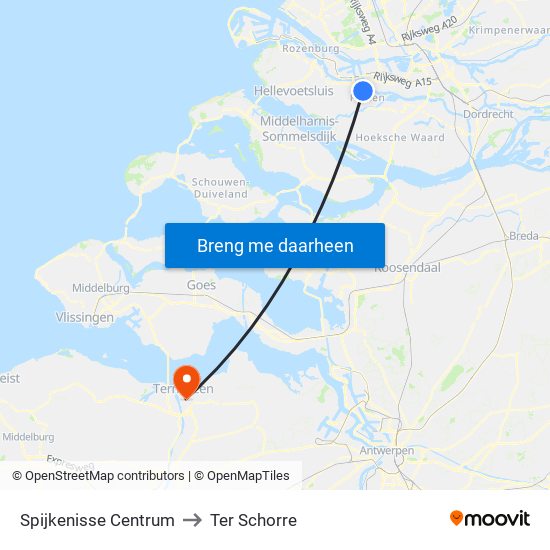 Spijkenisse Centrum to Ter Schorre map