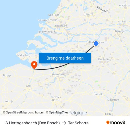 'S-Hertogenbosch (Den Bosch) to Ter Schorre map