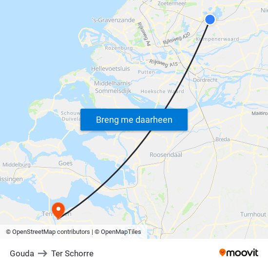 Gouda to Ter Schorre map