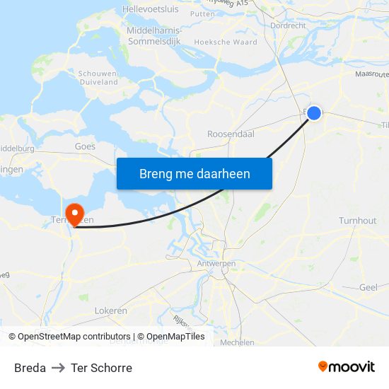 Breda to Ter Schorre map