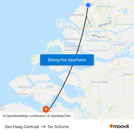 Den Haag Centraal to Ter Schorre map