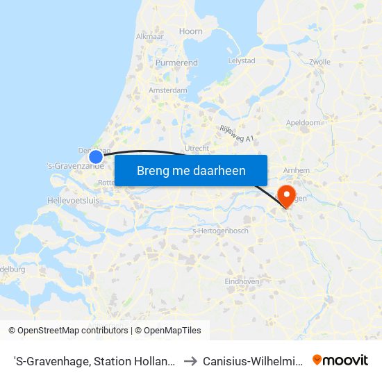 'S-Gravenhage, Station Hollands Spoor (Perron A) to Canisius-Wilhelmina Ziekenhuis map
