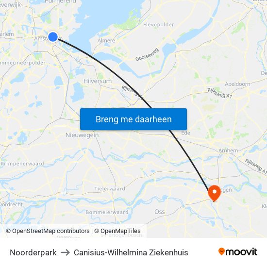 Noorderpark to Canisius-Wilhelmina Ziekenhuis map