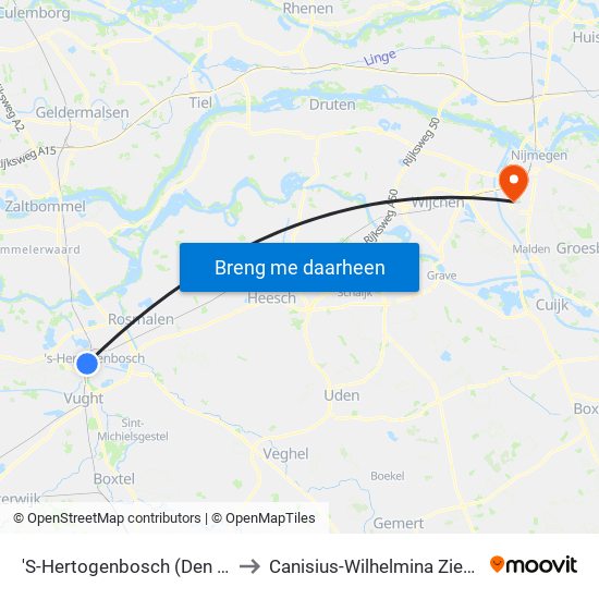 'S-Hertogenbosch (Den Bosch) to Canisius-Wilhelmina Ziekenhuis map