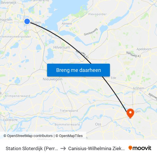 Station Sloterdijk (Perron N) to Canisius-Wilhelmina Ziekenhuis map