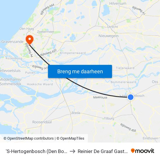 'S-Hertogenbosch (Den Bosch) to Reinier De Graaf Gasthuis map