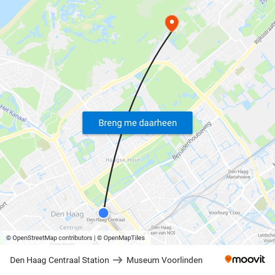Den Haag Centraal Station to Museum Voorlinden map