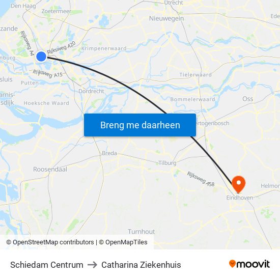 Schiedam Centrum to Catharina Ziekenhuis map