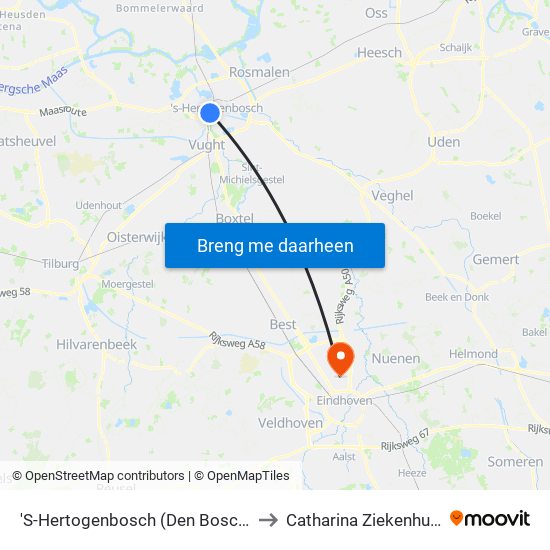 'S-Hertogenbosch (Den Bosch) to Catharina Ziekenhuis map