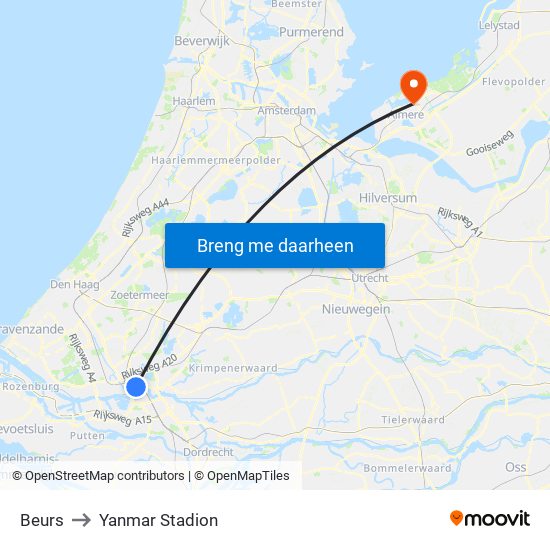 Beurs to Yanmar Stadion map