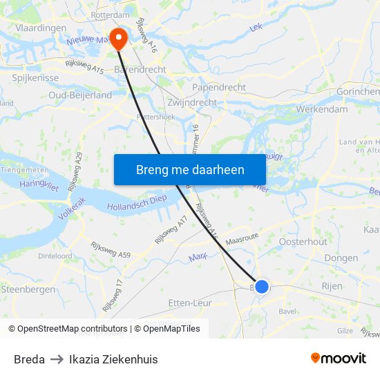 Breda to Ikazia Ziekenhuis map