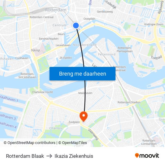 Rotterdam Blaak to Ikazia Ziekenhuis map