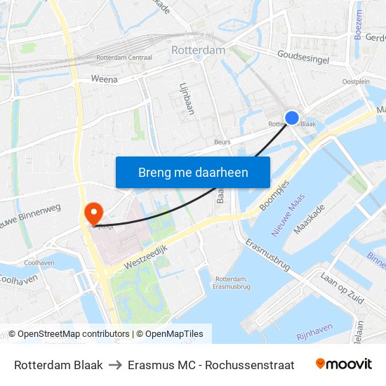 Rotterdam Blaak to Erasmus MC - Rochussenstraat map