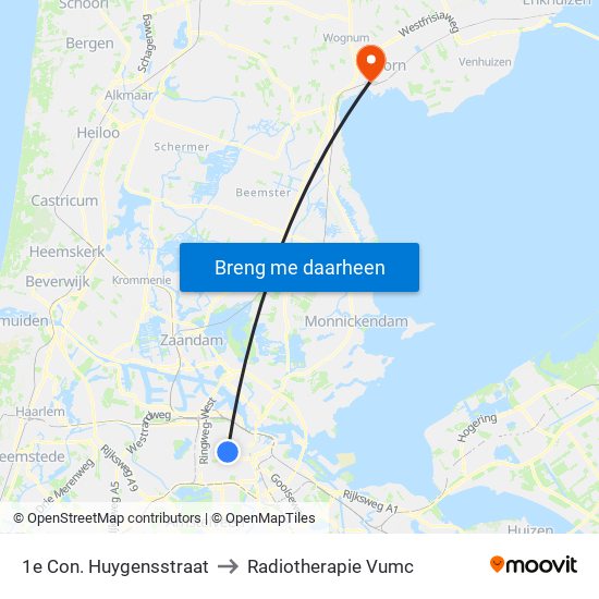 1e Con. Huygensstraat to Radiotherapie Vumc map