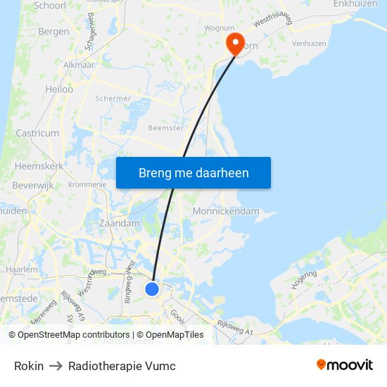 Rokin to Radiotherapie Vumc map