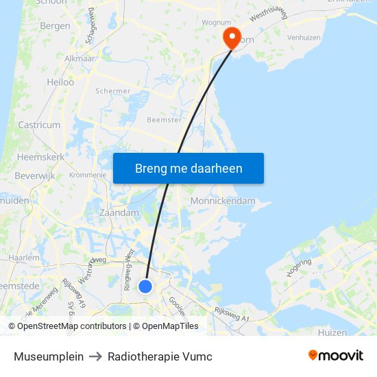 Museumplein to Radiotherapie Vumc map