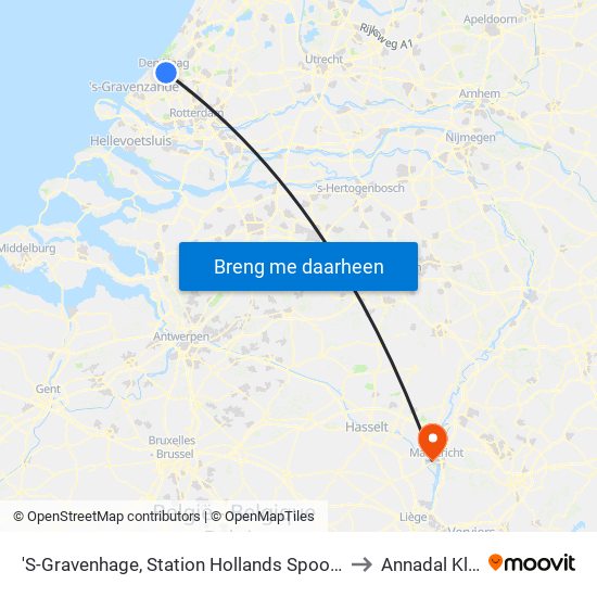 'S-Gravenhage, Station Hollands Spoor (Perron A) to Annadal Kliniek map