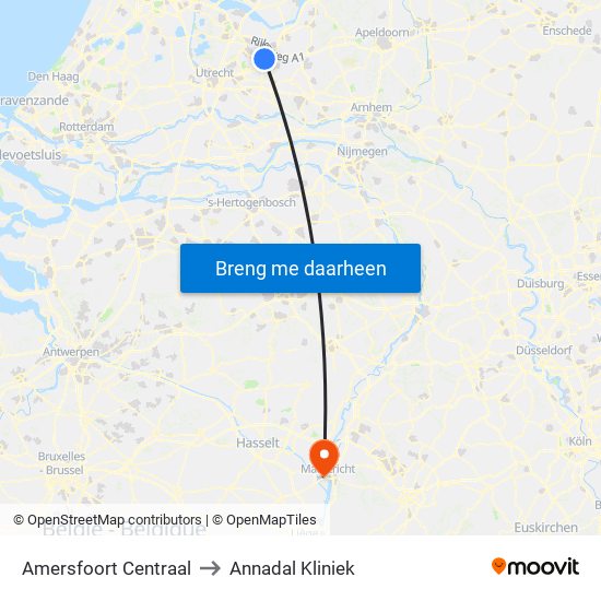 Amersfoort Centraal to Annadal Kliniek map