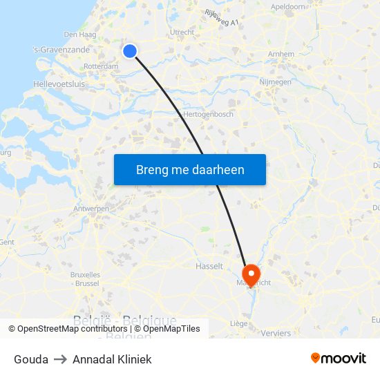 Gouda to Annadal Kliniek map