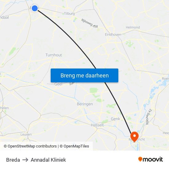 Breda to Annadal Kliniek map