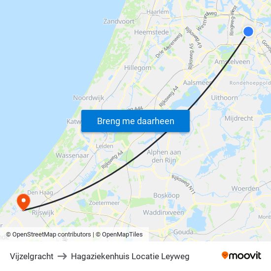 Vijzelgracht to Hagaziekenhuis Locatie Leyweg map