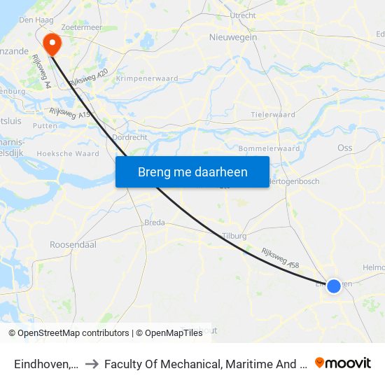 Eindhoven, Station to Faculty Of Mechanical, Maritime And Material Engineering map