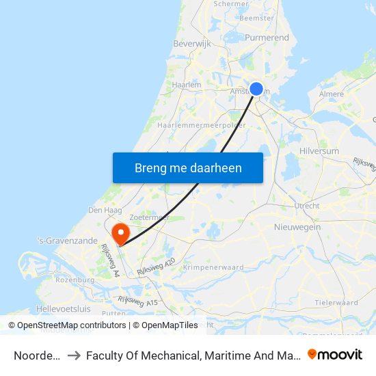 Noorderpark to Faculty Of Mechanical, Maritime And Material Engineering map