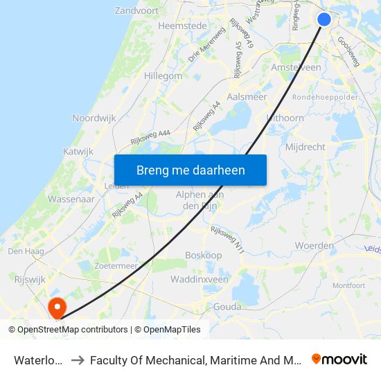 Waterlooplein to Faculty Of Mechanical, Maritime And Material Engineering map