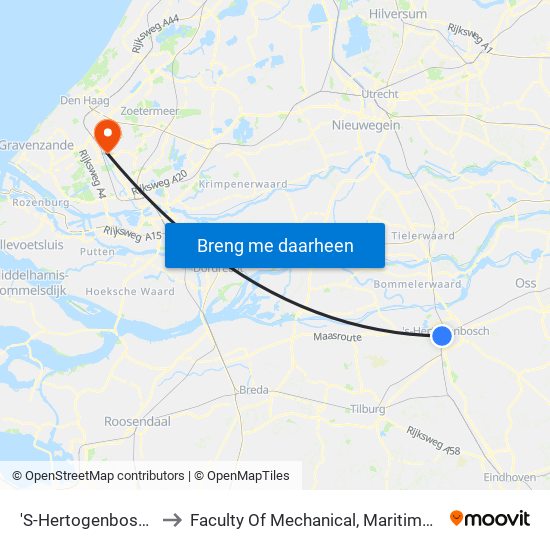 'S-Hertogenbosch (Den Bosch) to Faculty Of Mechanical, Maritime And Material Engineering map